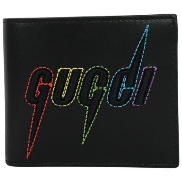 Gucci Other - Gucci Men's Bifold Wallet Graphic Embosse Blade Logo Embroidery Sz S Black DM